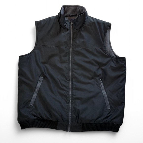 Chaps Black nylon fleece lined zip-up vest with pockets XL - Picture 1 of 6